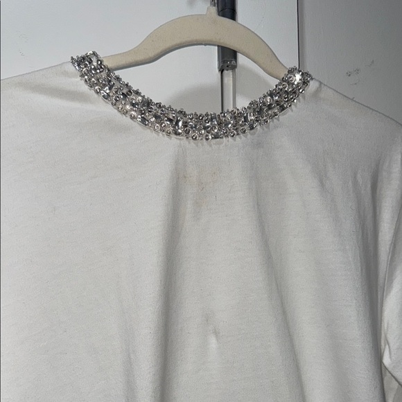 Maje White Silver Embellished Short Sleeve Tee NWOT - Picture 5 of 5